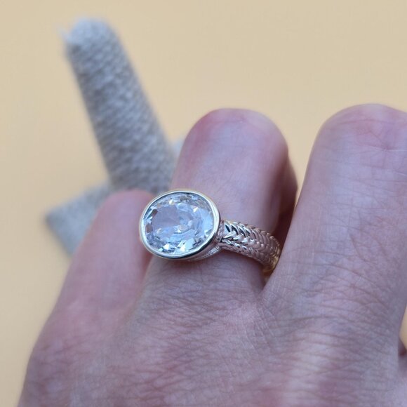Size 7.25 Sterling Silver Quality Large Oval Cubic Zirconia Ring A4514 - Picture 5 of 9